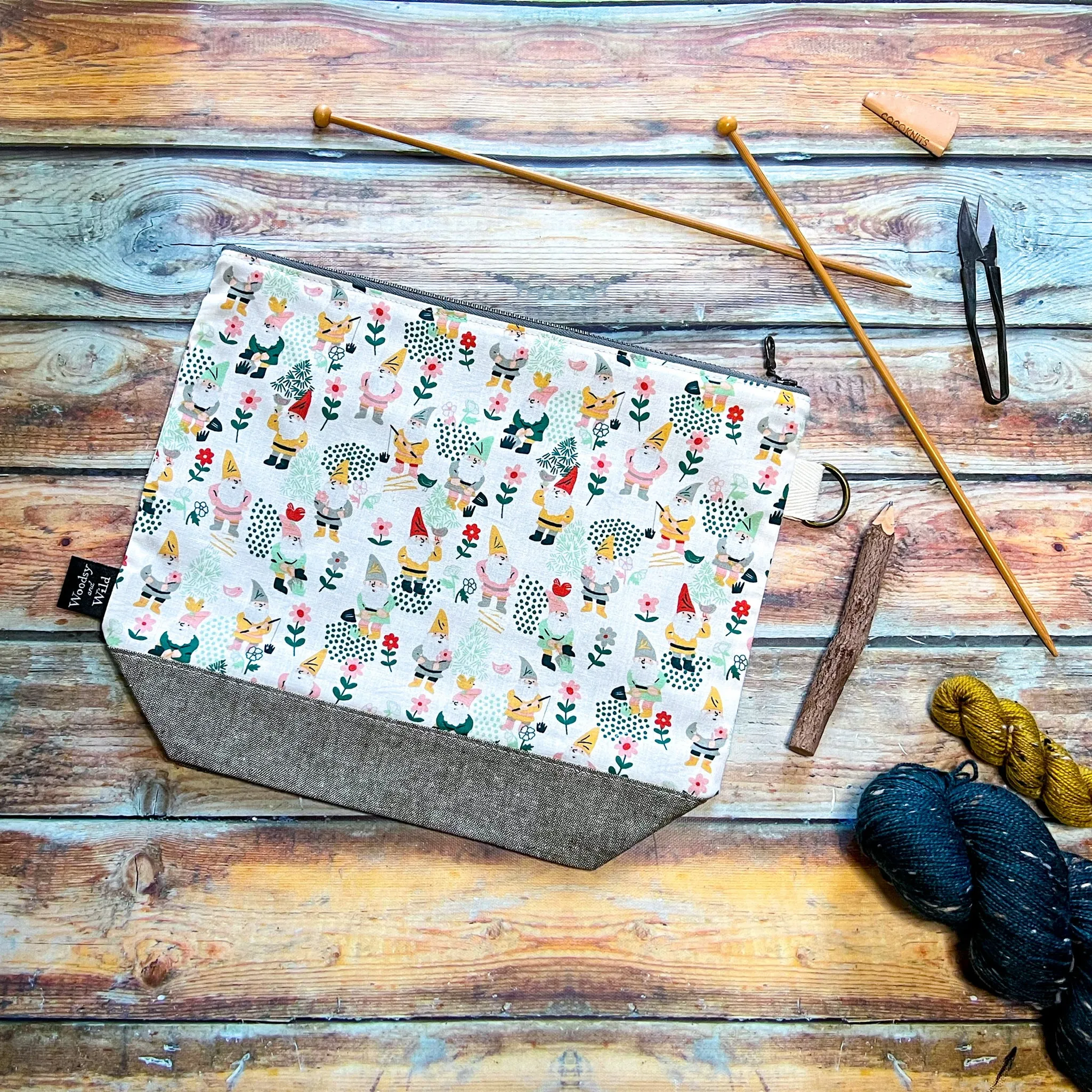 "Gnomes"- Knitting Project Bag- Ready to Ship
