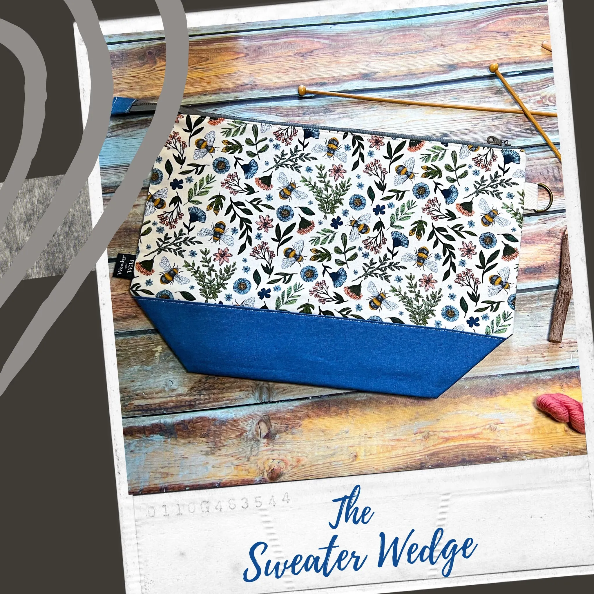 "Golden Bee Toile"- Knitting Project Bag- Ready to Ship