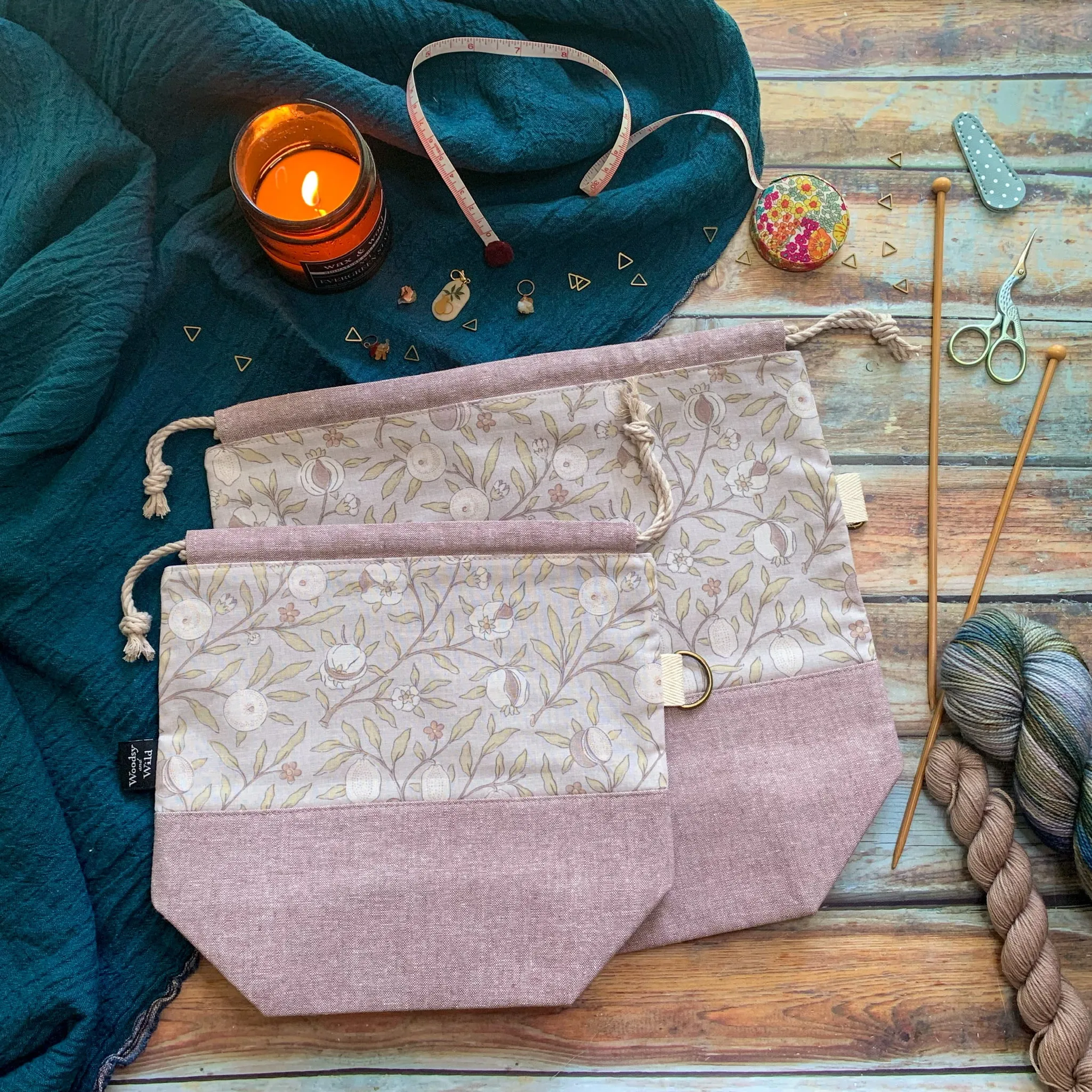 "Morris & Co Fruit"- Knitting Project Bag- Ready to Ship