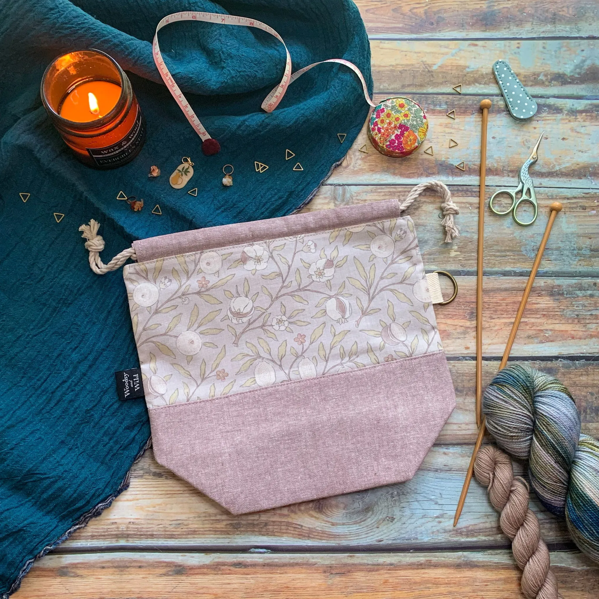 "Morris & Co Fruit"- Knitting Project Bag- Ready to Ship