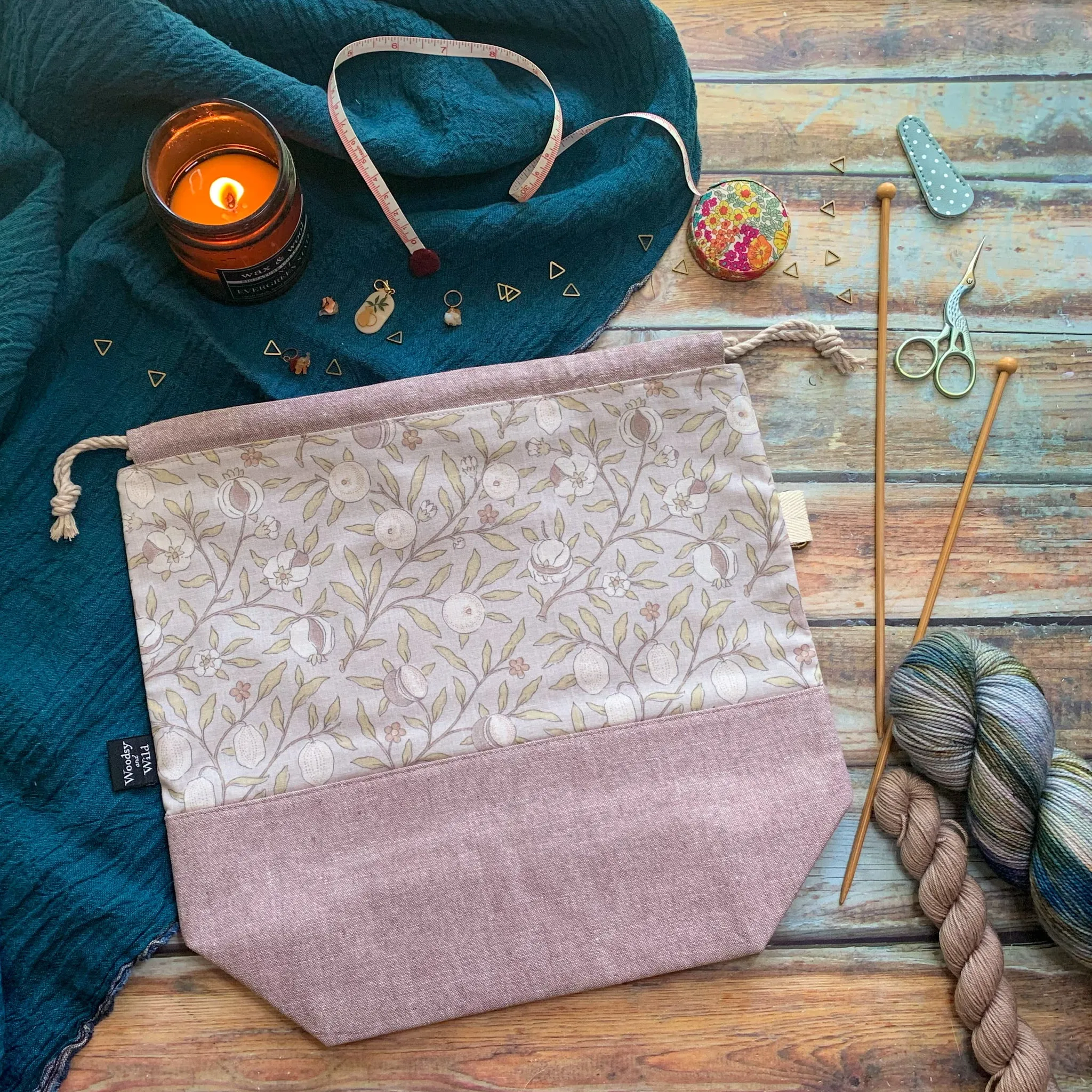 "Morris & Co Fruit"- Knitting Project Bag- Ready to Ship