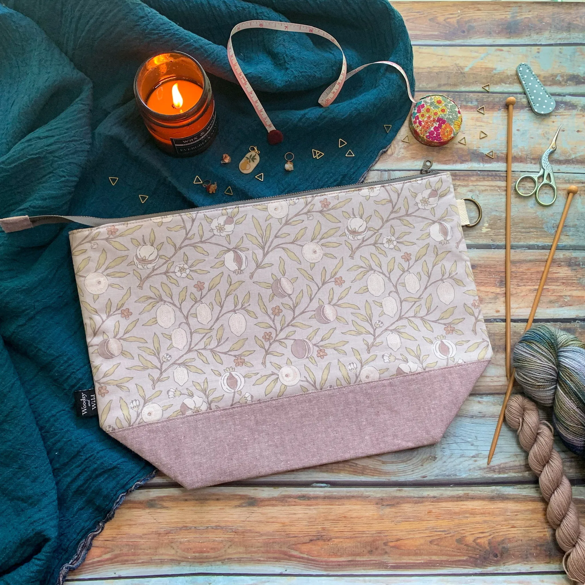 "Morris & Co Fruit"- Knitting Project Bag- Ready to Ship
