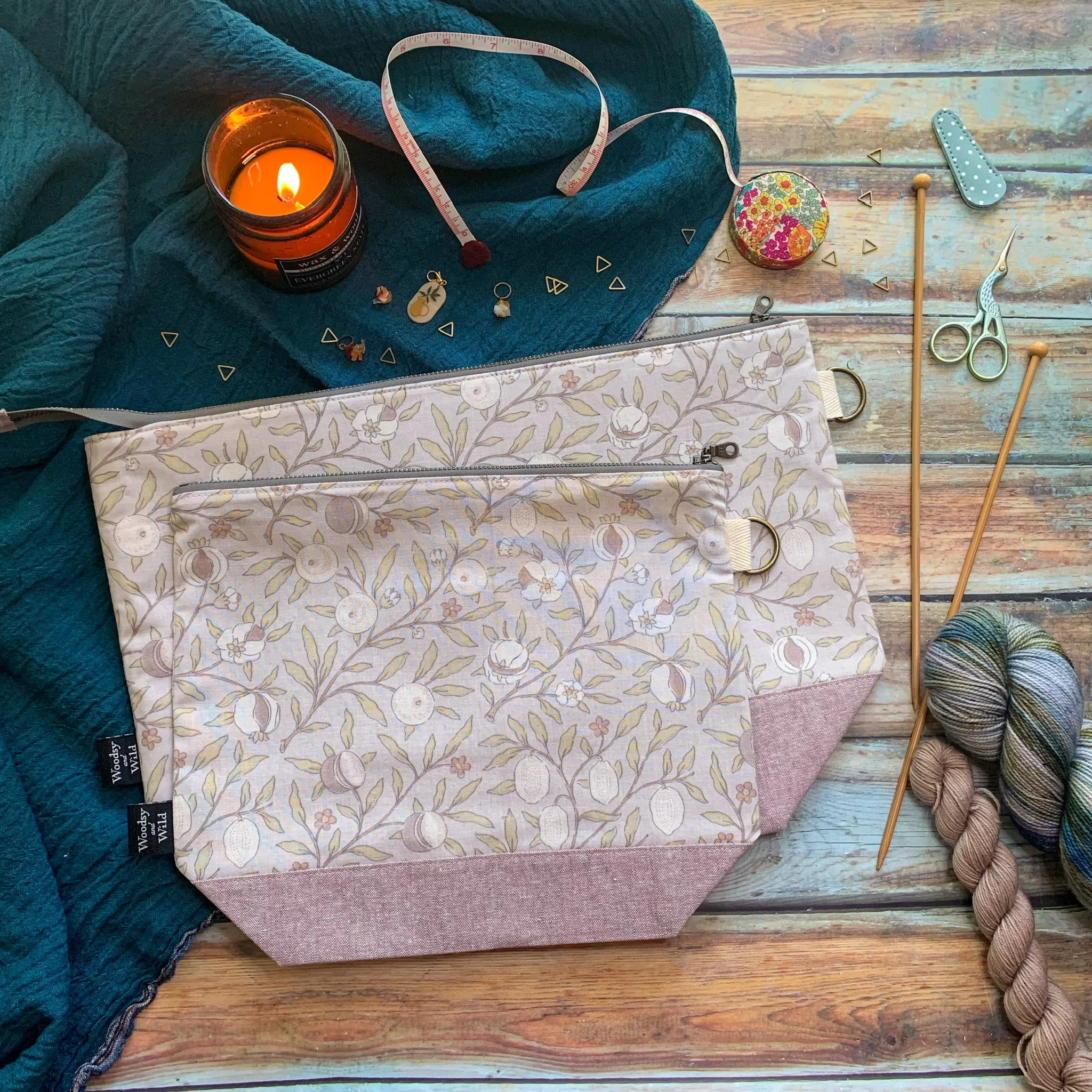 "Morris & Co Fruit"- Knitting Project Bag- Ready to Ship