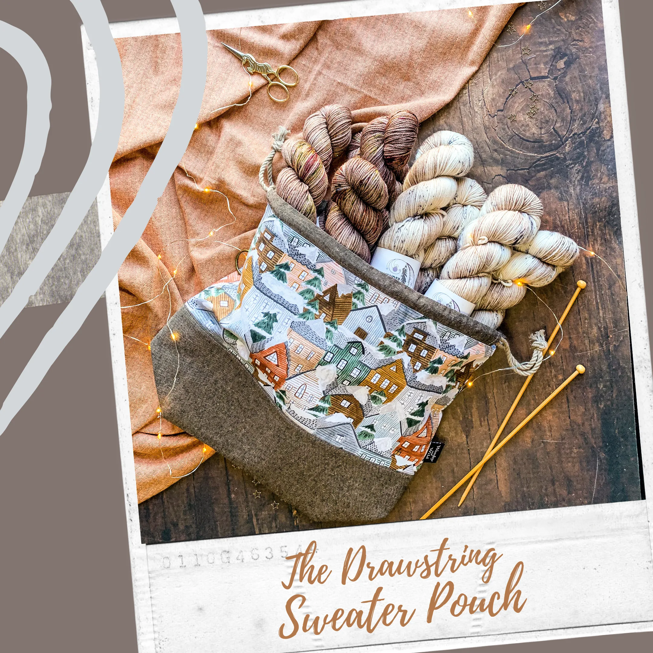 "Tossed Mushrooms"- Knitting Project Bag- Ready to Ship