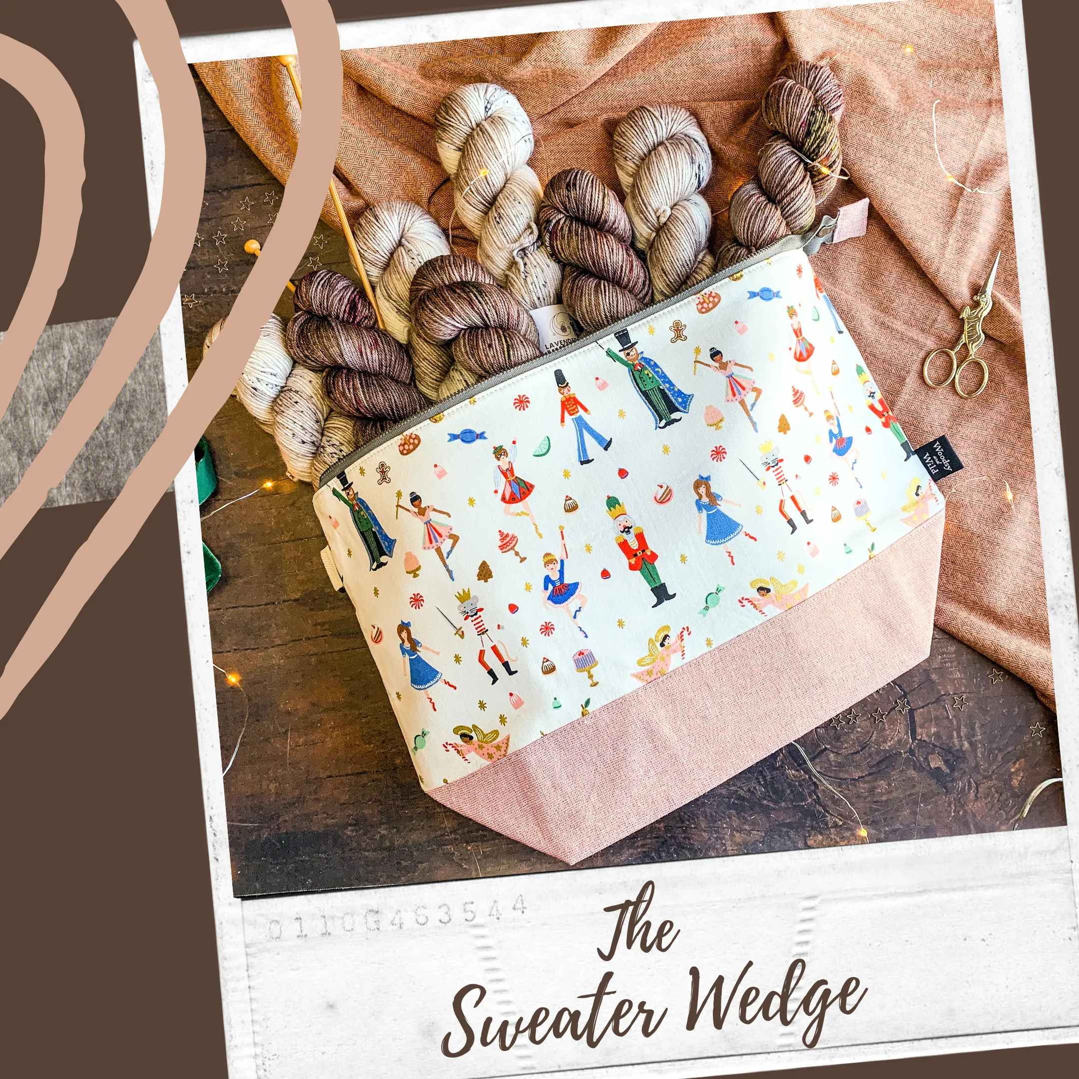 "Tossed Mushrooms"- Knitting Project Bag- Ready to Ship