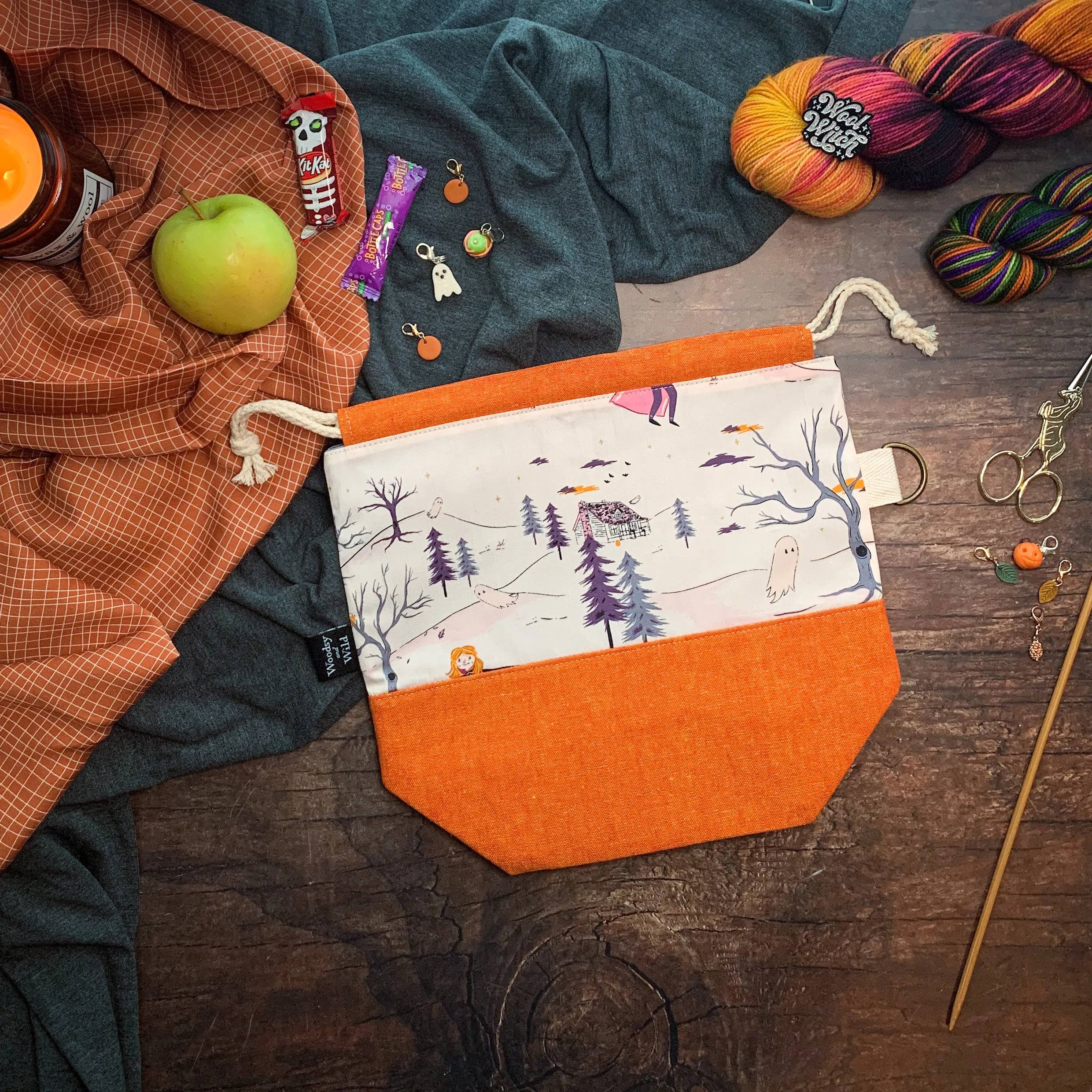 "Trick or Treat"- Knitting Project Bag- Ready to Ship