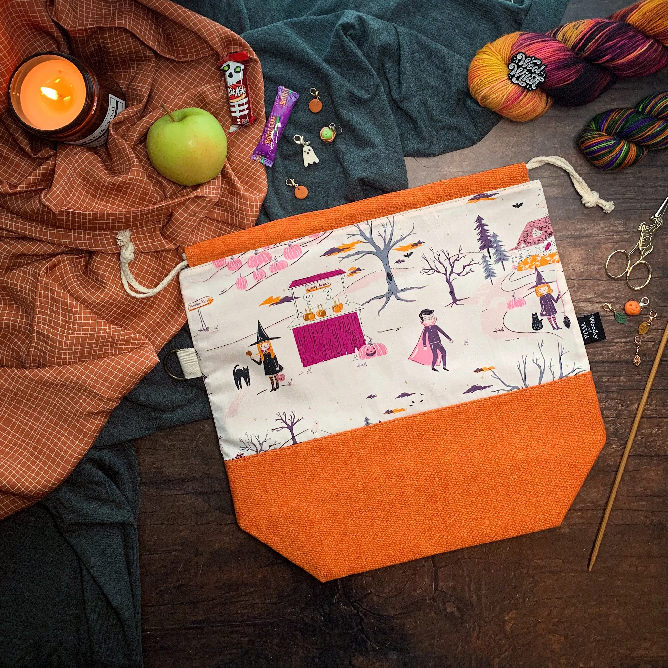"Trick or Treat"- Knitting Project Bag- Ready to Ship