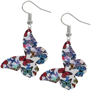 Red Multicolor Butterfly Wooden Mini Earrings
