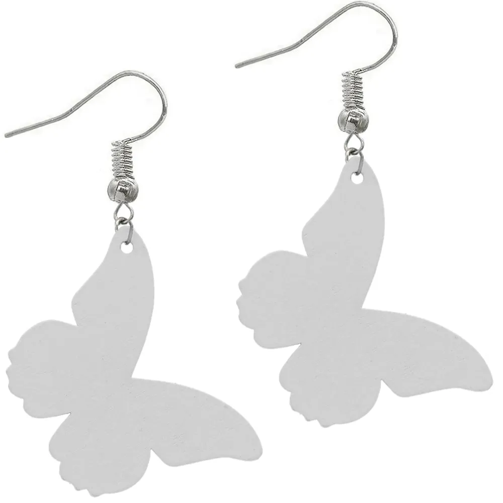 Red Multicolor Butterfly Wooden Mini Earrings