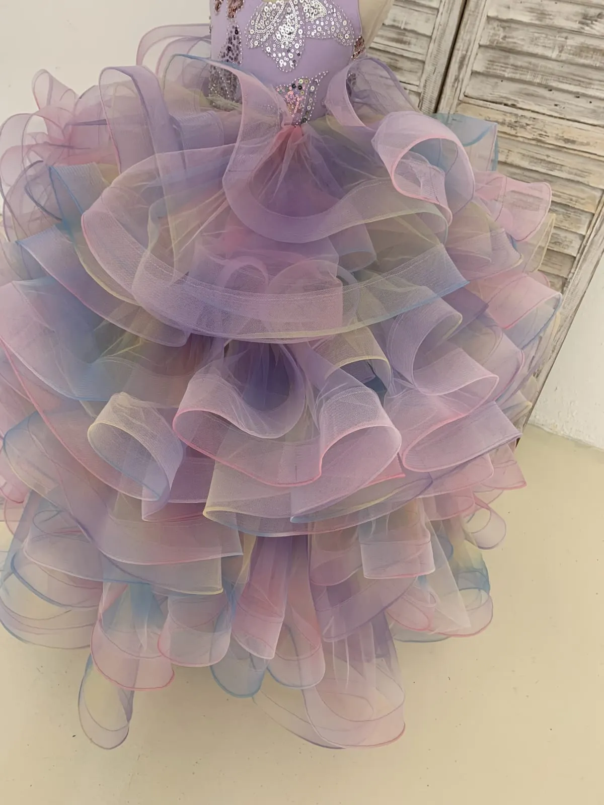 Ruffles Tulle Butterfly Sequin Backless Wedding Flower Girl Dress Kids Birthday Party