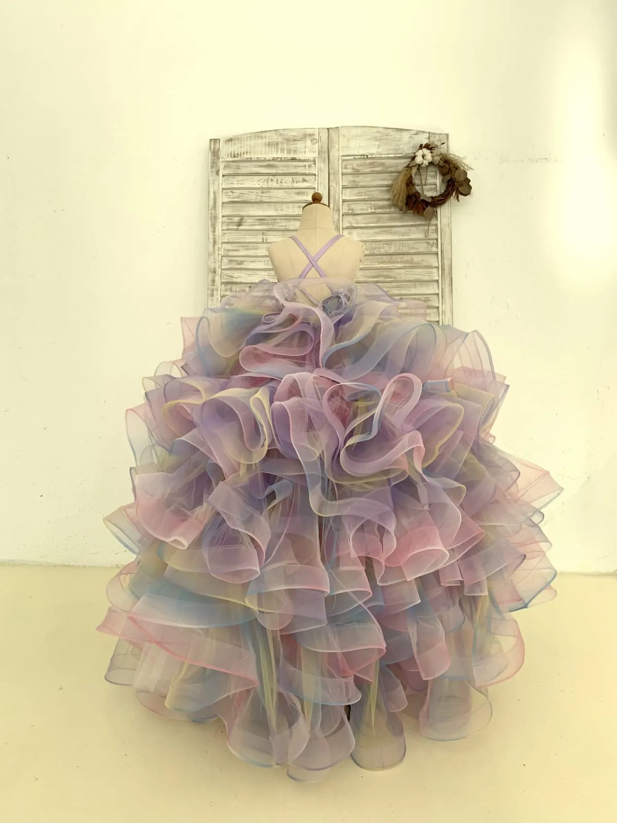 Ruffles Tulle Butterfly Sequin Backless Wedding Flower Girl Dress Kids Birthday Party