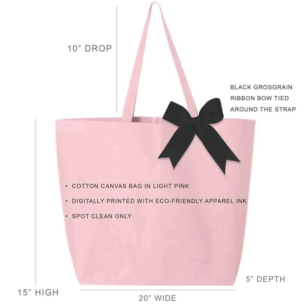 Sigma Delta Tau Pink Canvas Tote Bag with Black Bow