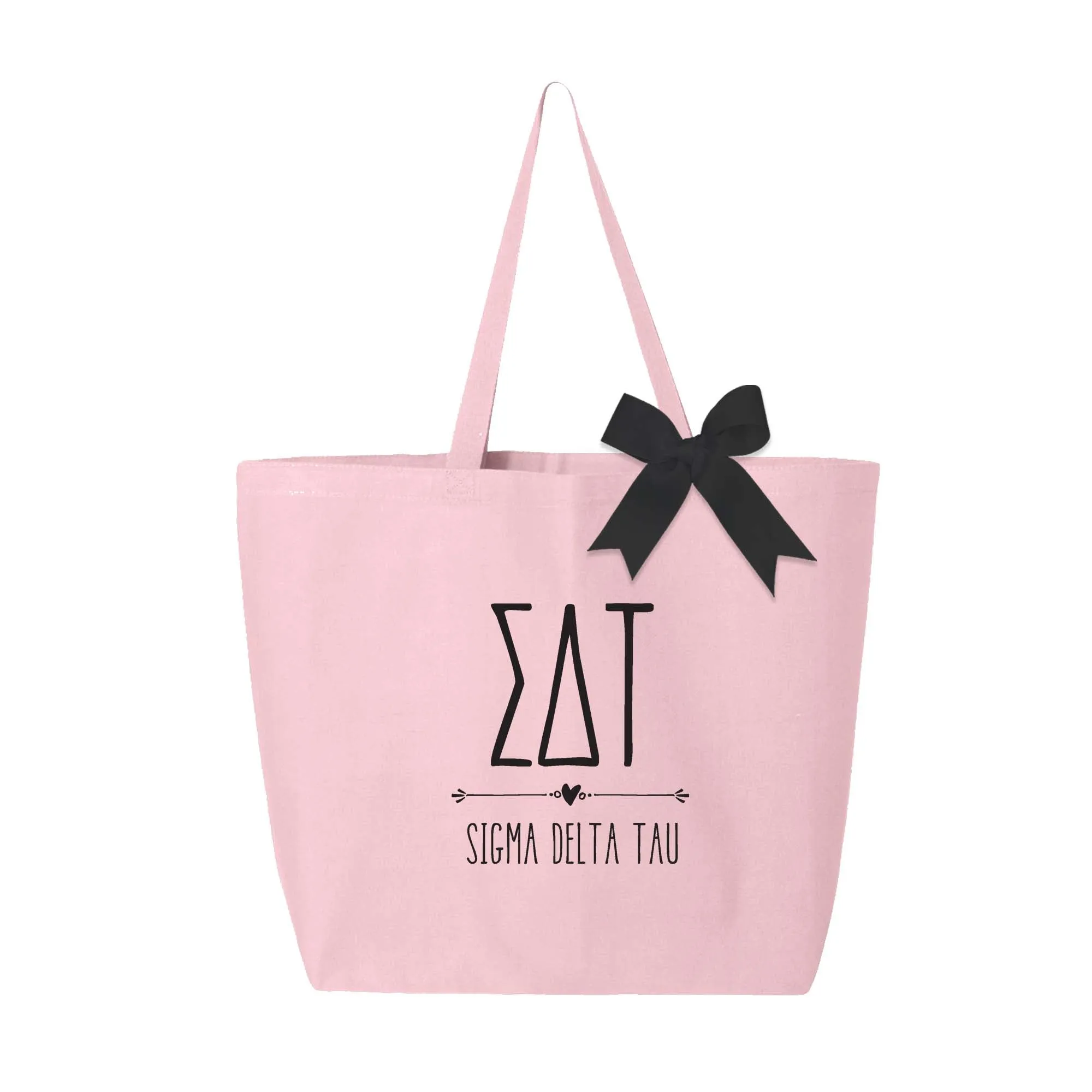 Sigma Delta Tau Pink Canvas Tote Bag with Black Bow