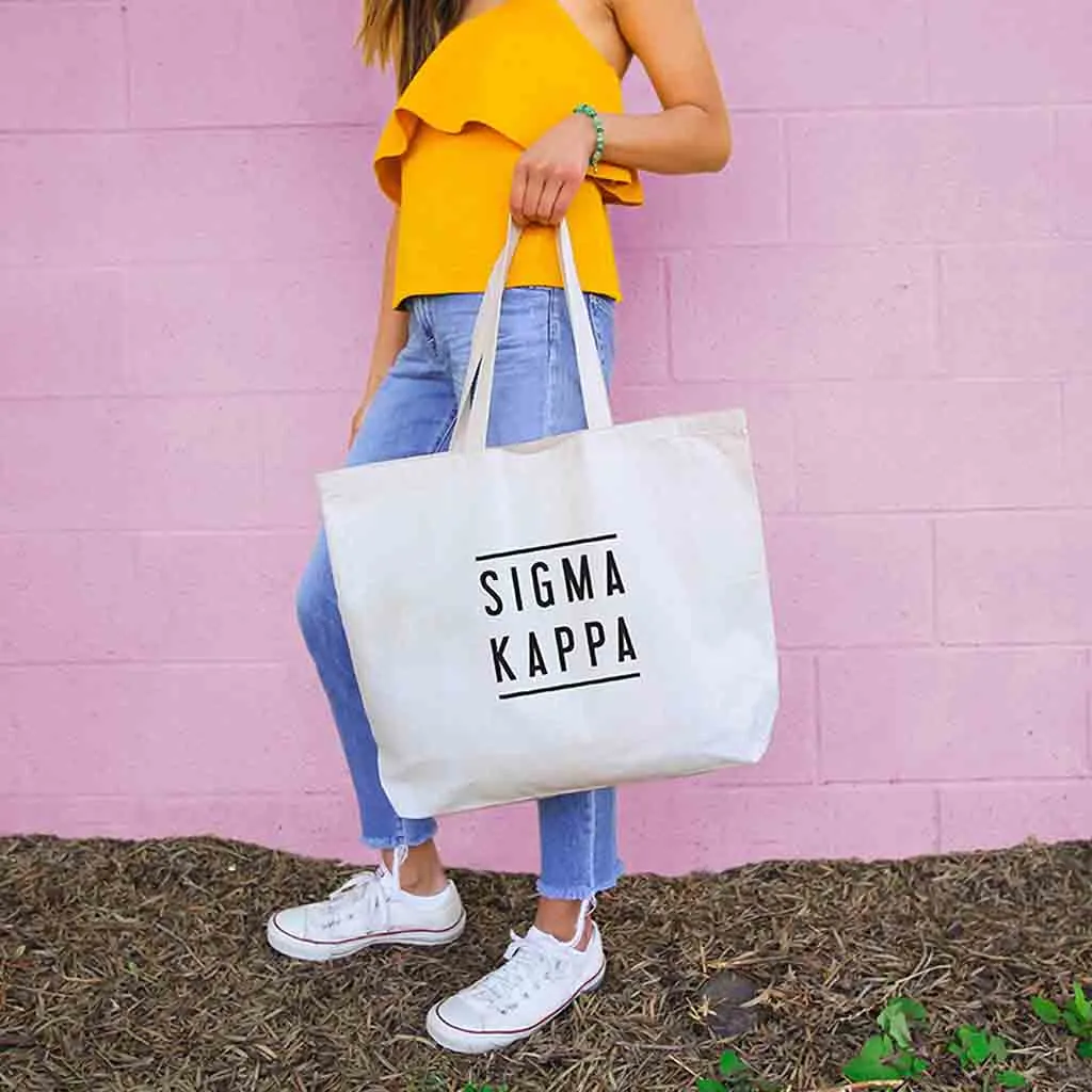 Sigma Kappa Sorority Printed on a Large Canvas Tote Bag