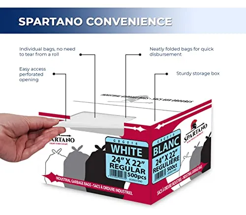 Spartano - Garbage Bags - Regular - White - 24"x22"