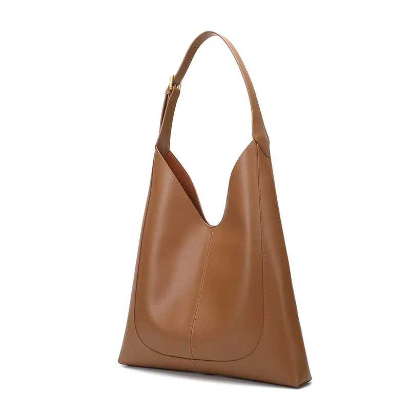 Split Leather Ladies Bucket Tote Large Capacity