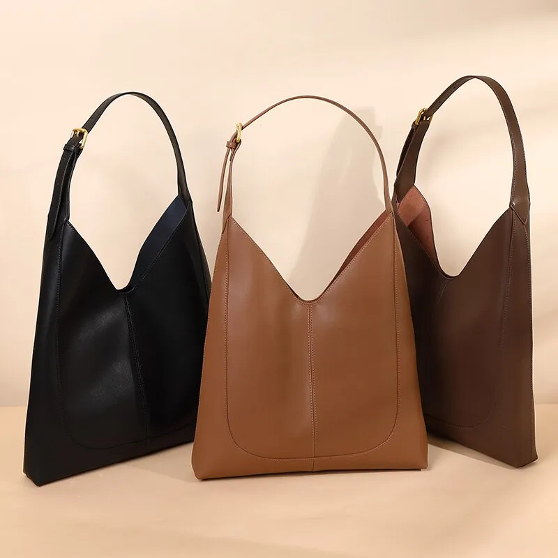 Split Leather Ladies Bucket Tote Large Capacity