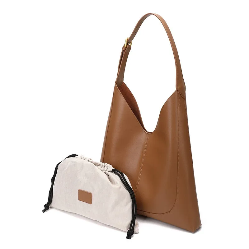 Split Leather Ladies Bucket Tote Large Capacity