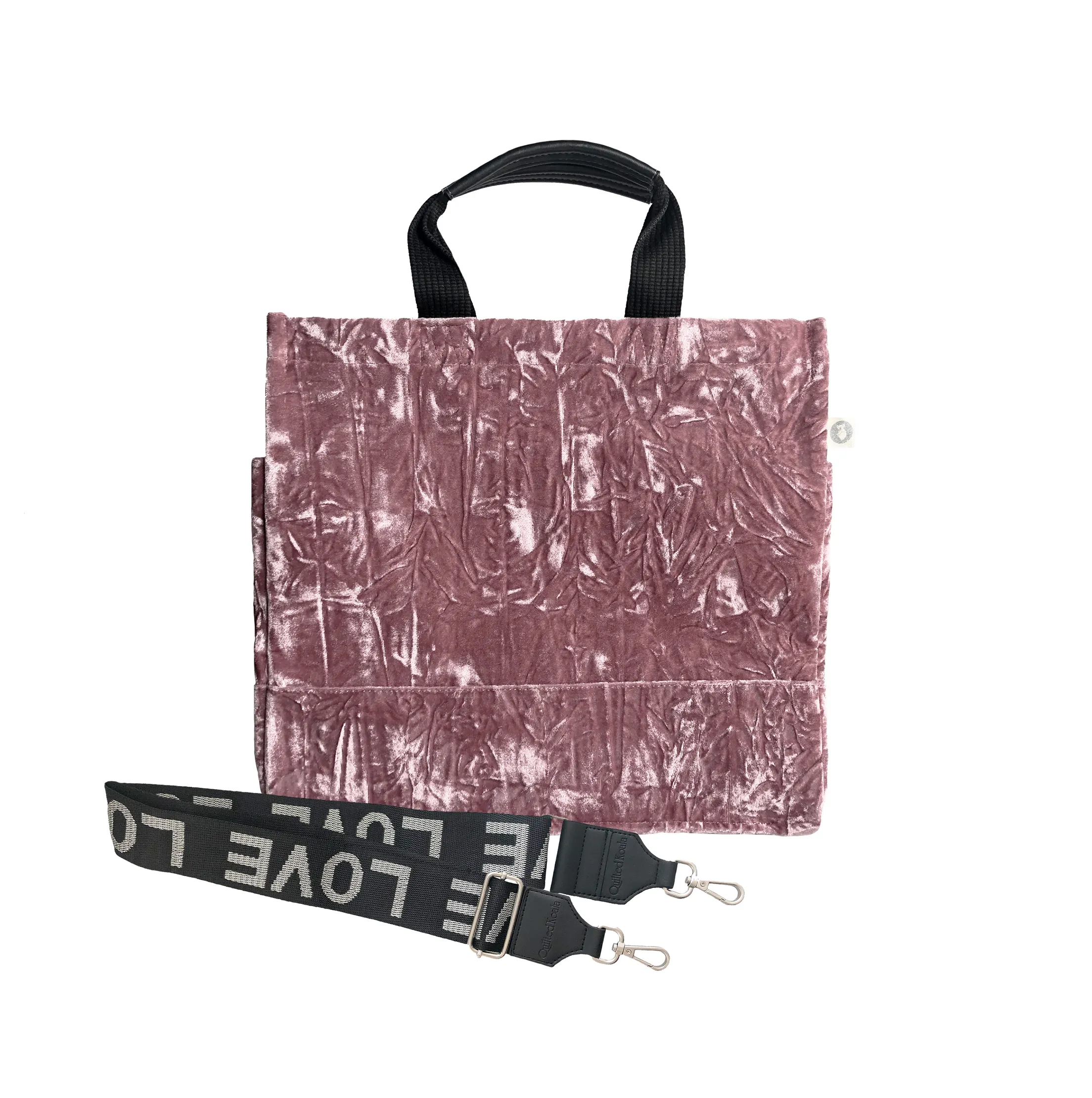 Split Letter Monogram Luxe North South: Petal Pink Crushed Velvet