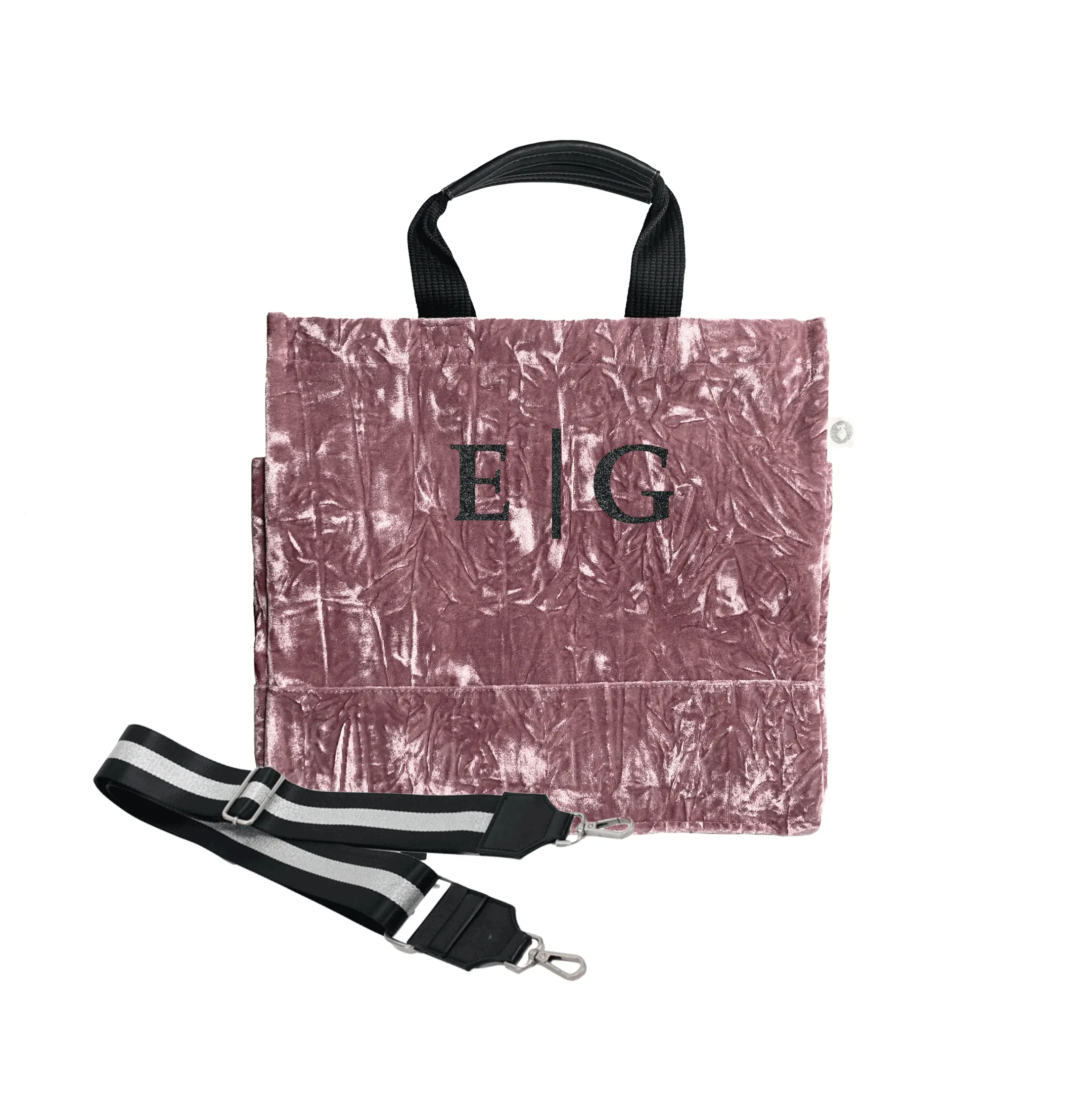 Split Letter Monogram Luxe North South: Petal Pink Crushed Velvet