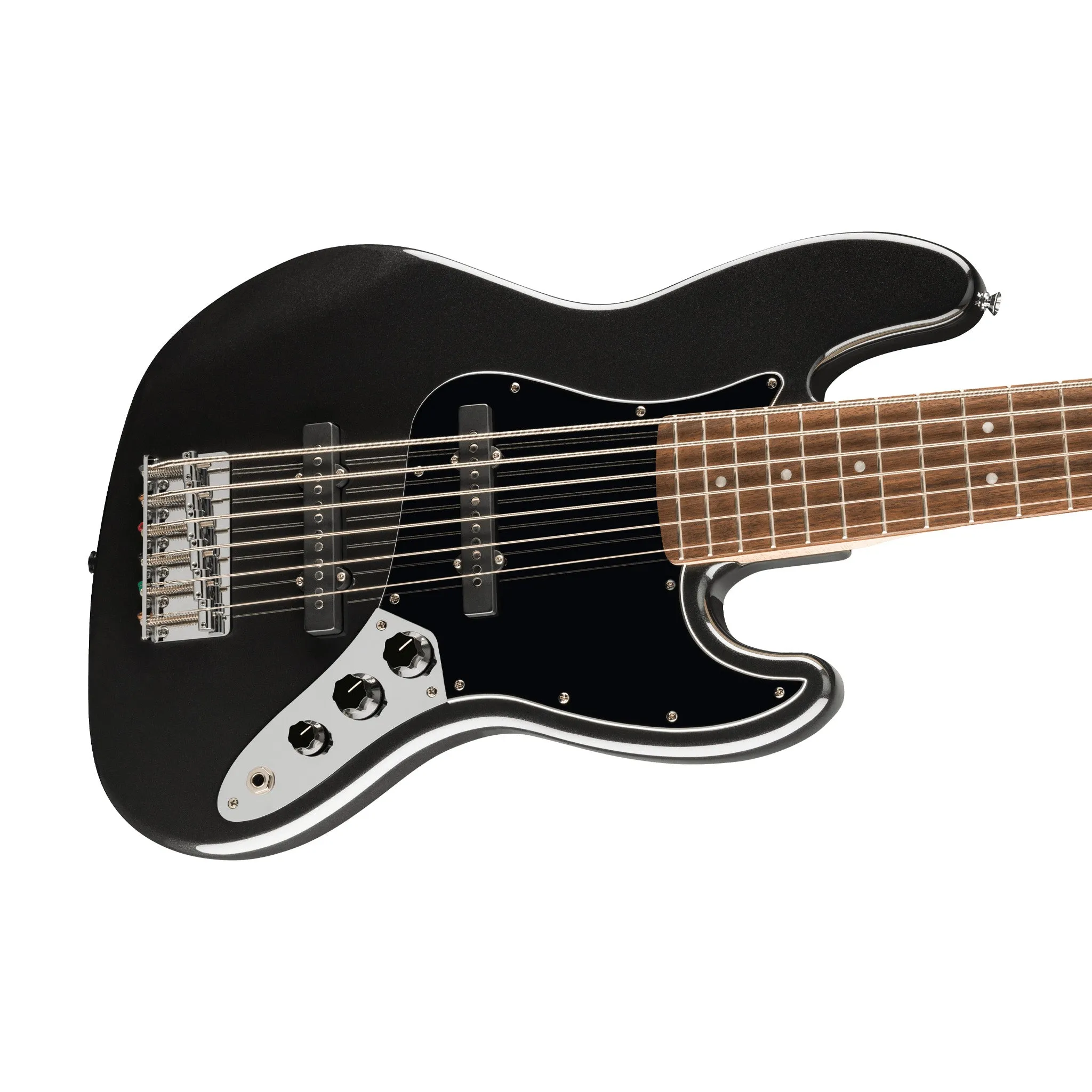 Squier Affinity Series Jazz Bass VI Guitar, Indian Laurel FB, Black Metallic