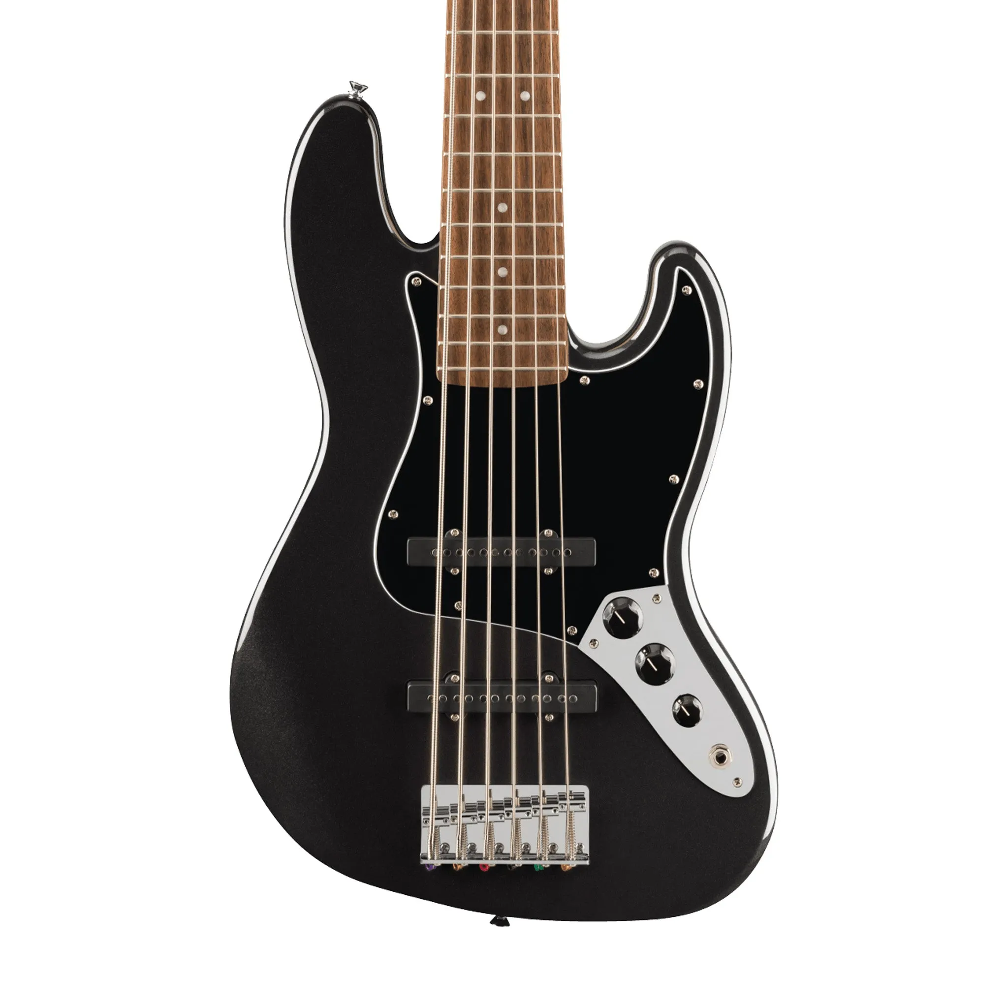 Squier Affinity Series Jazz Bass VI Guitar, Indian Laurel FB, Black Metallic