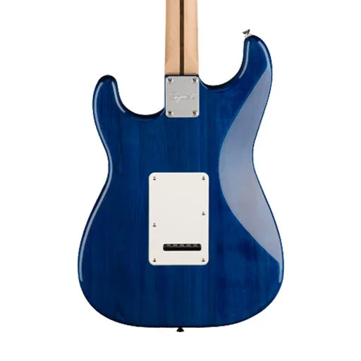 Squier FSR Affinity Series Stratocaster QMT Electric Guitar, Laurel FB, Sapphire Blue Transparent