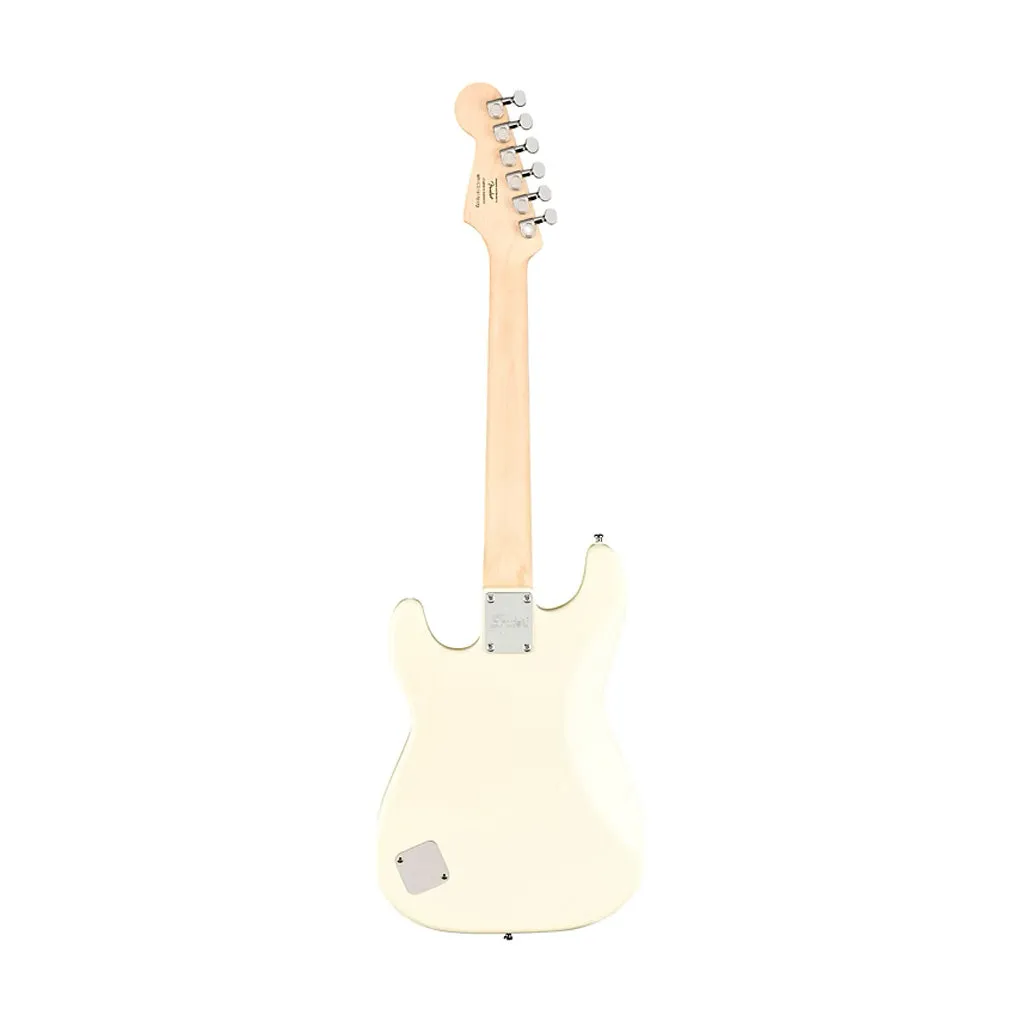 Squier FSR Mini Stratocaster Electric Guitar, Maple FB, Olympic White