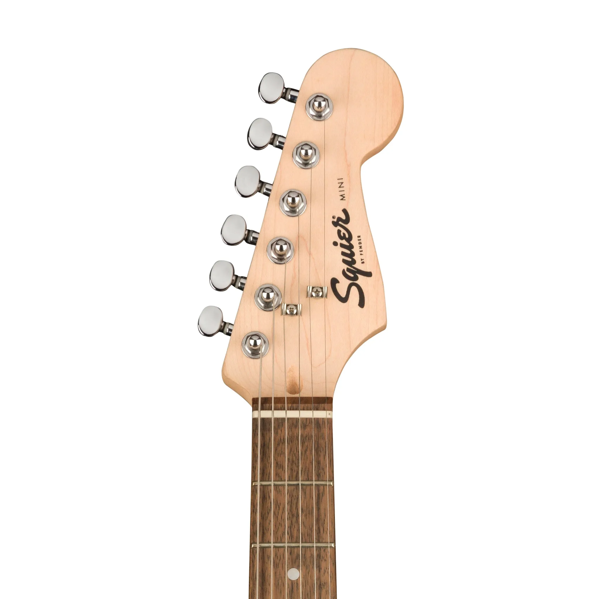 Squier Mini Stratocaster Electric Guitar, Laurel FB, Shell Pink