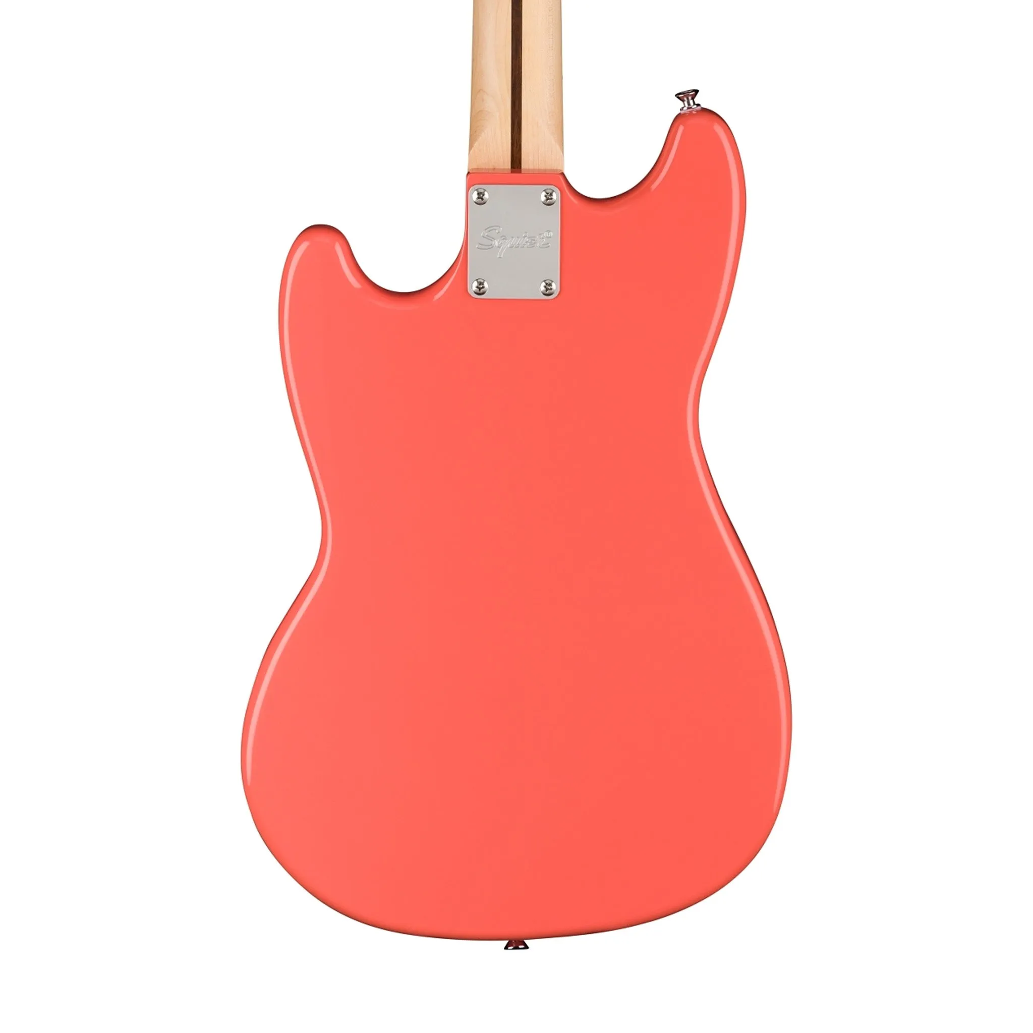 Squier Sonic Bronco Bass Guitar w/White Pickguard, Maple FB, Tahitian Coral