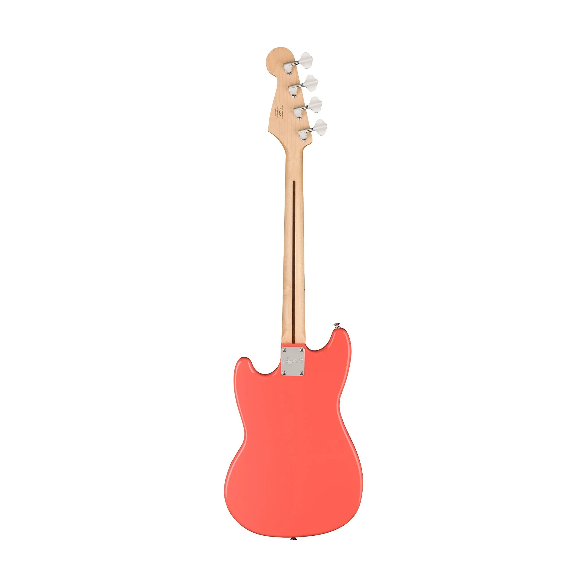Squier Sonic Bronco Bass Guitar w/White Pickguard, Maple FB, Tahitian Coral