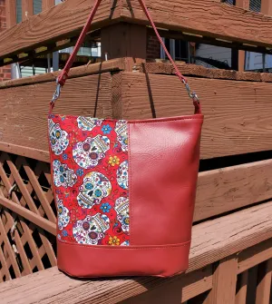 Sugar Skull and Red Vinyl Bag