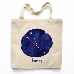 Taurus Zodiac Constellation Canvas Tote Bag