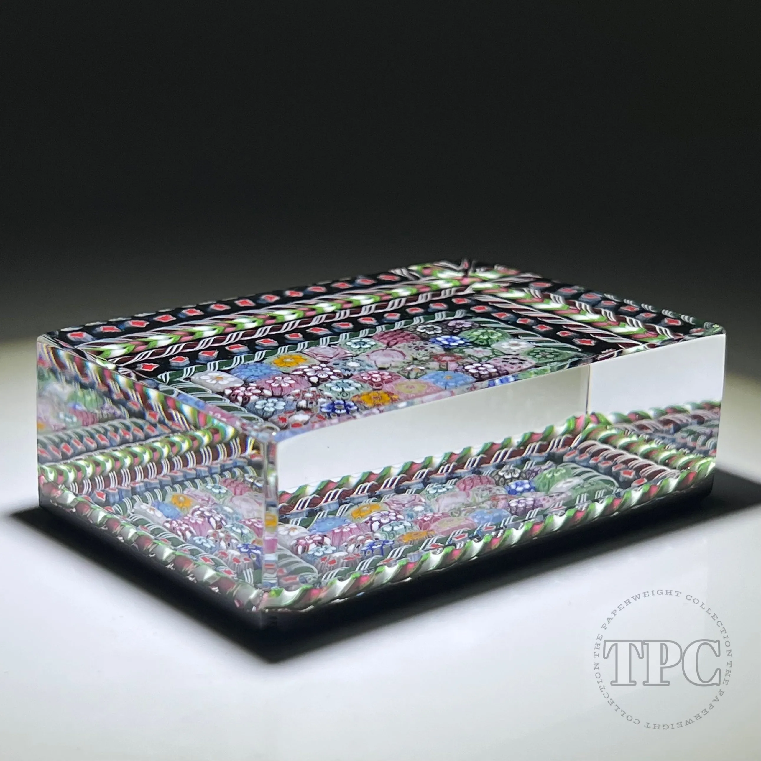 Tomasz Gondek 2022 Glass Art Paperweight Faceted Rectangular Closepack Complex Millefiori Plaque