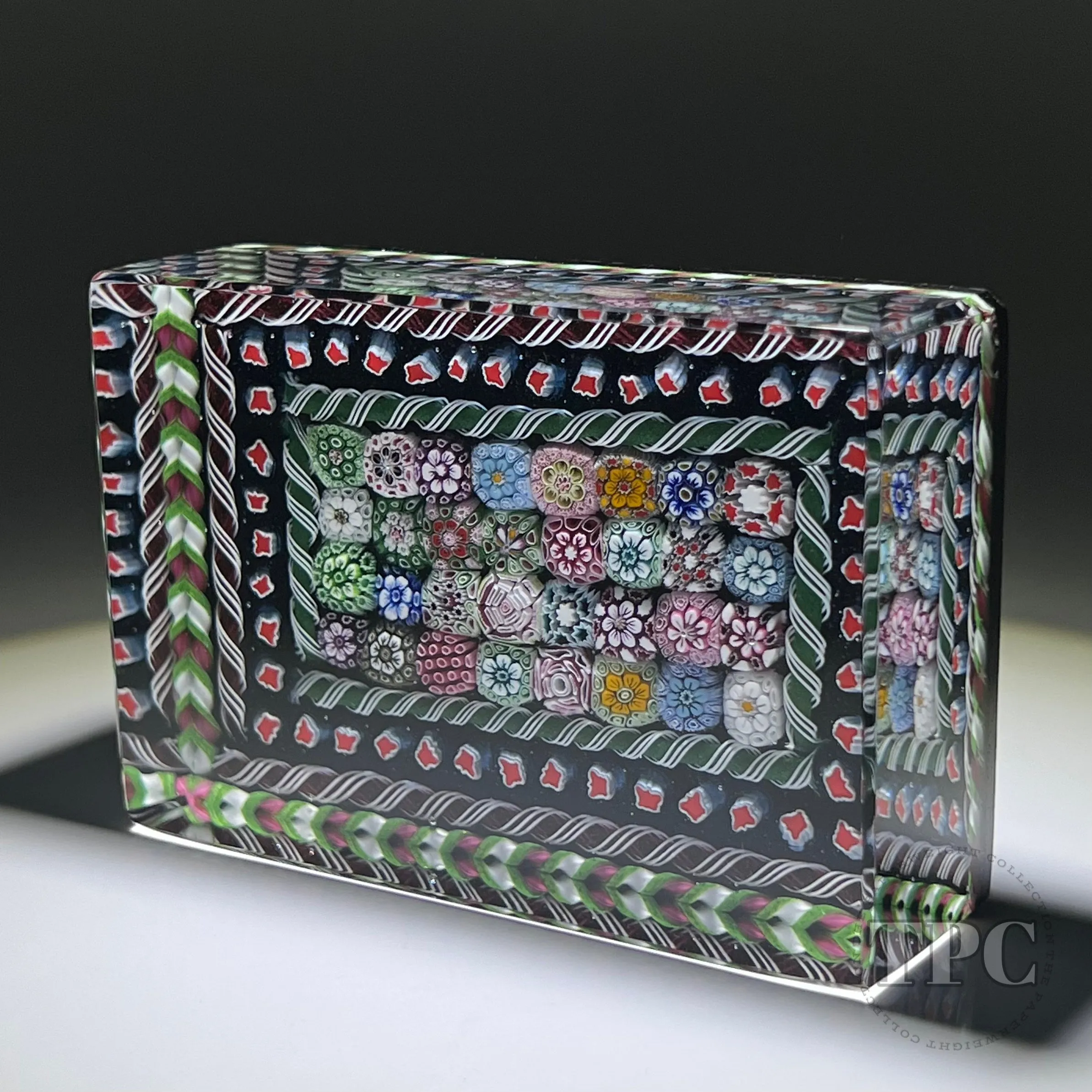 Tomasz Gondek 2022 Glass Art Paperweight Faceted Rectangular Closepack Complex Millefiori Plaque