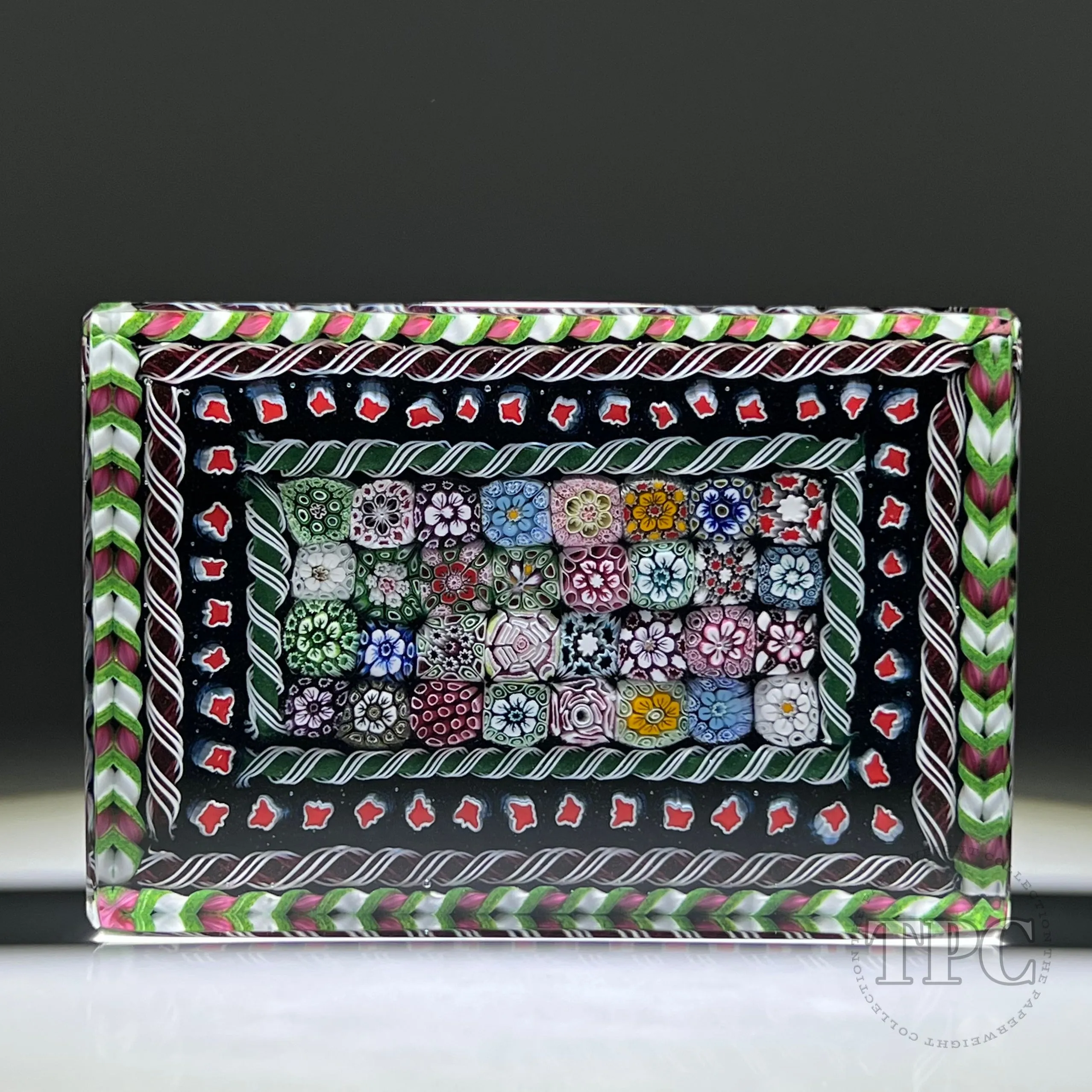 Tomasz Gondek 2022 Glass Art Paperweight Faceted Rectangular Closepack Complex Millefiori Plaque