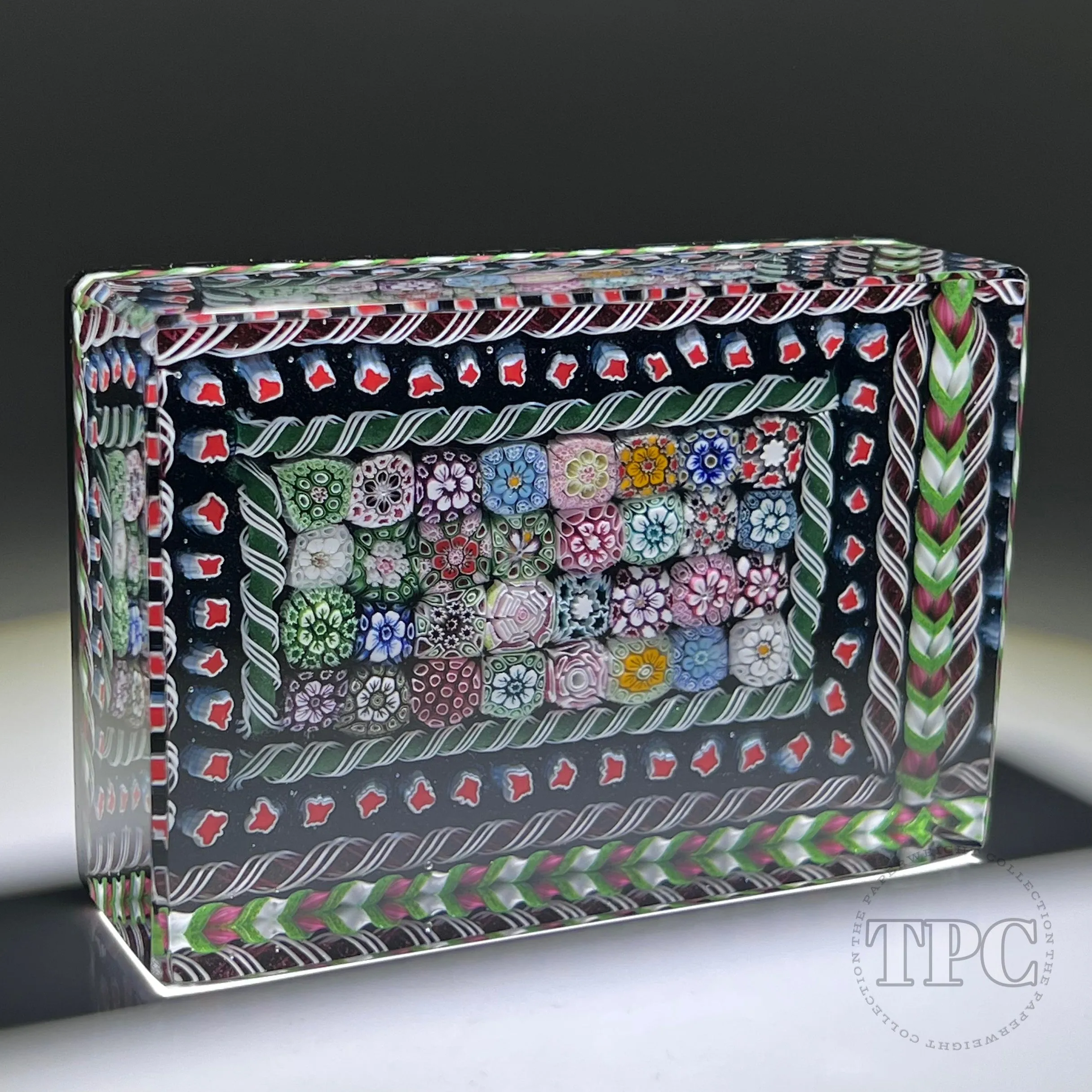 Tomasz Gondek 2022 Glass Art Paperweight Faceted Rectangular Closepack Complex Millefiori Plaque
