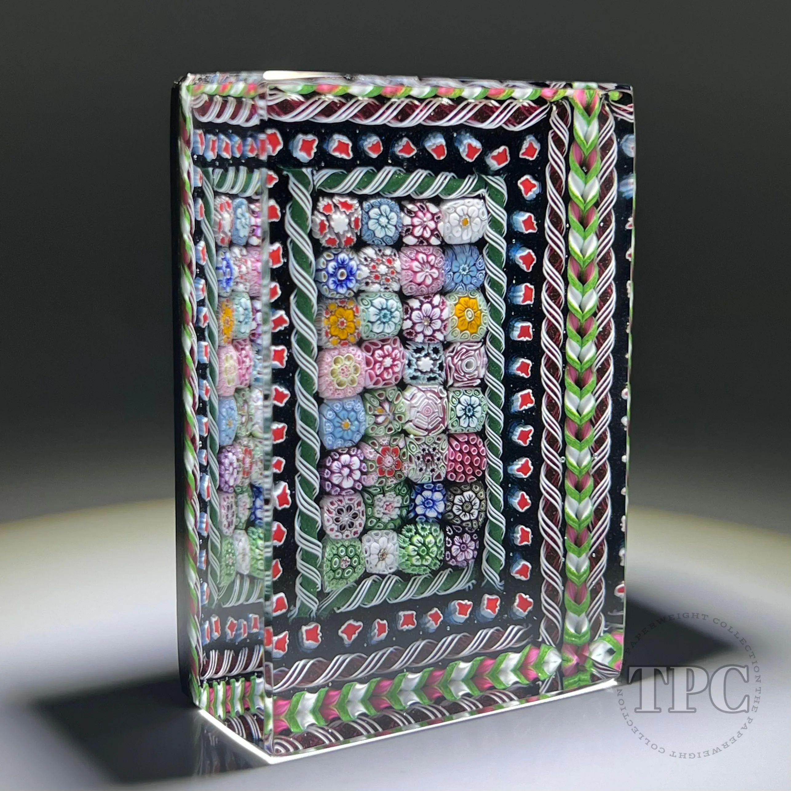 Tomasz Gondek 2022 Glass Art Paperweight Faceted Rectangular Closepack Complex Millefiori Plaque