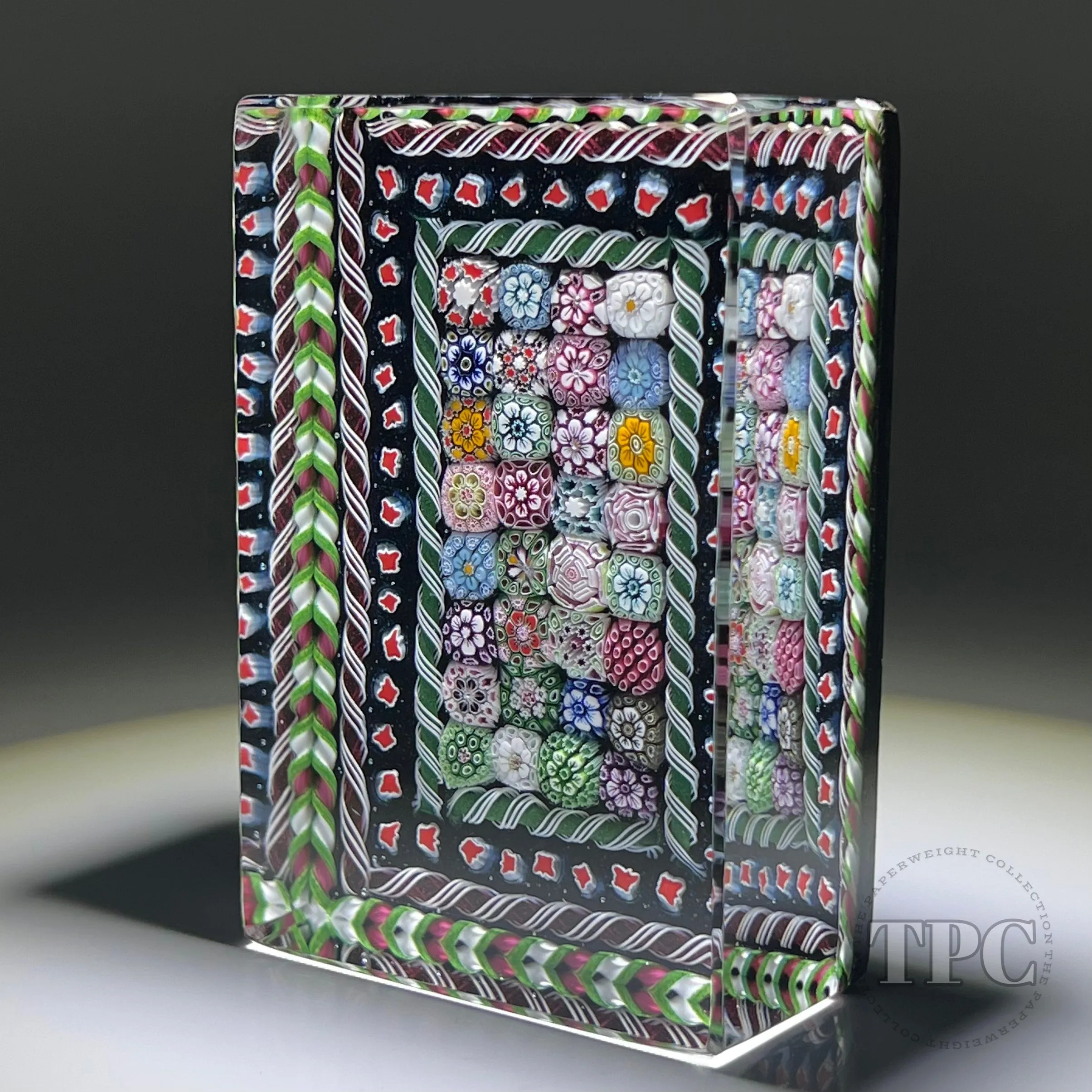 Tomasz Gondek 2022 Glass Art Paperweight Faceted Rectangular Closepack Complex Millefiori Plaque