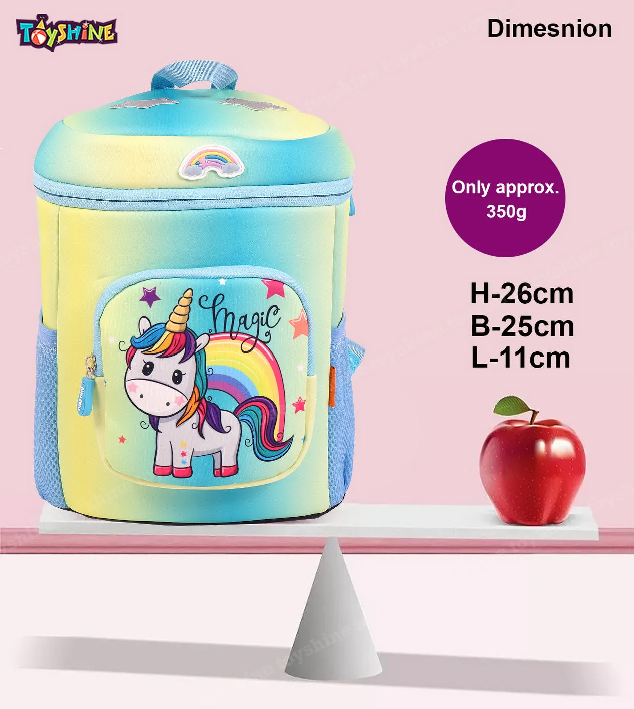 Toyshine 12" Unicorn Backpack for Kids Girls Boys Cute Toddler Backpack Preschool Nursery Travel Bag - BlueMulti
