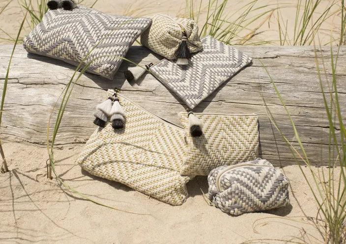 TRESCO SMALL WOVEN POUCH BUTTER & CHALK