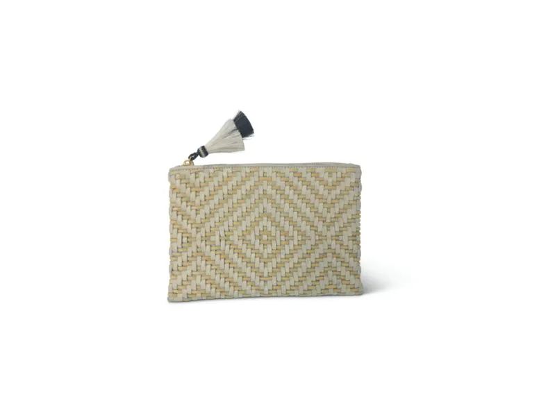 TRESCO SMALL WOVEN POUCH BUTTER & CHALK