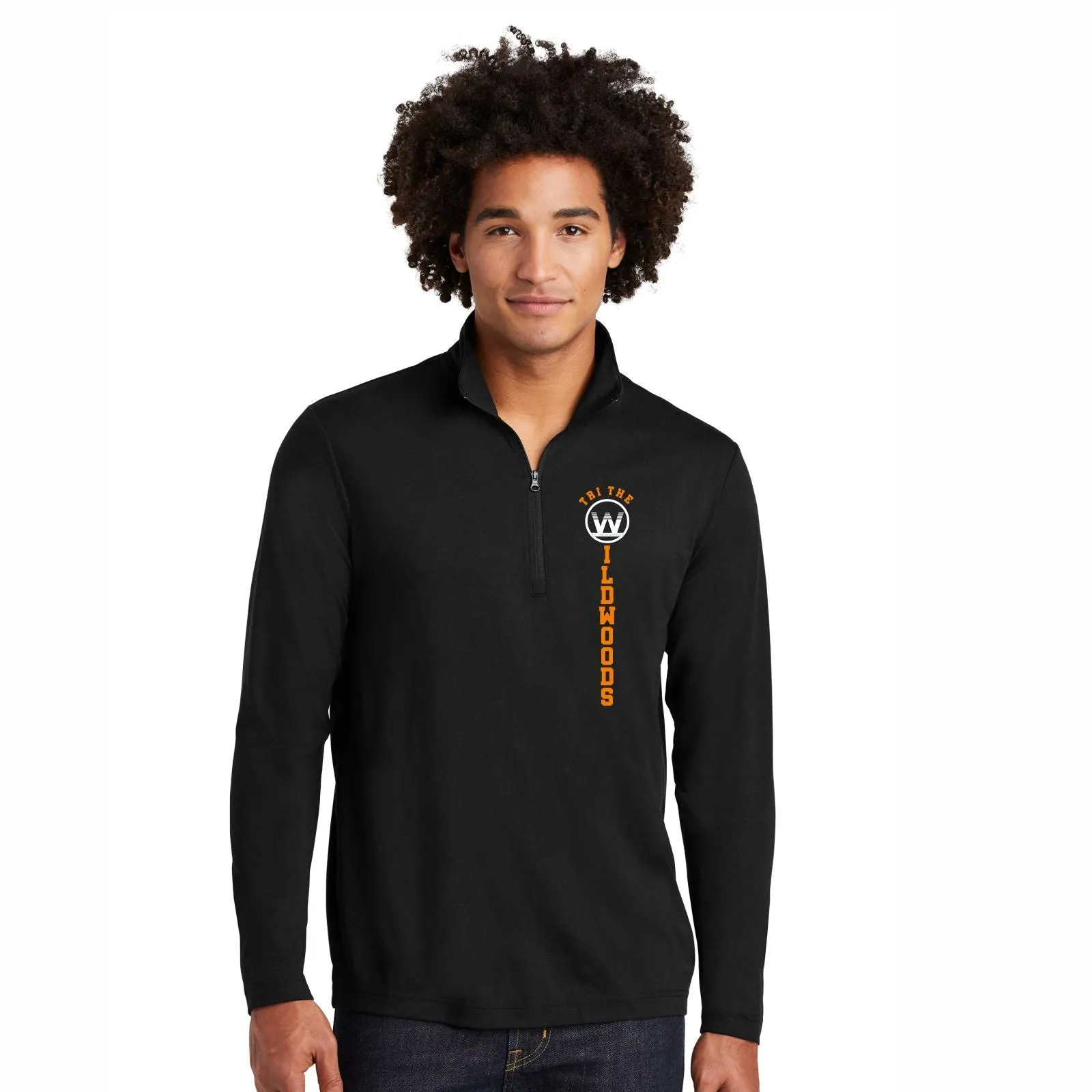 Tri the Wildwoods Men's TriBlend 1/4 Zip -Black Triad Solid - LCP