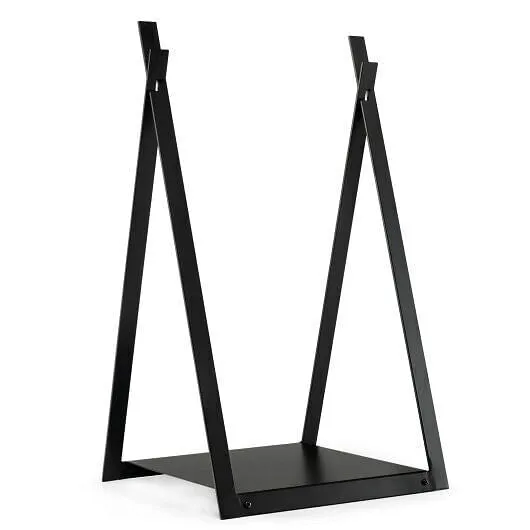 Triangle Firewood Rack with Raised Base for Fireplace Fire Pit-Black - Color: Bl