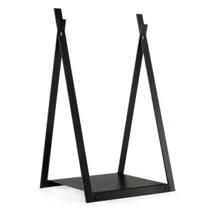 Triangle Firewood Rack with Raised Base for Fireplace Fire Pit-Black - Color: Bl