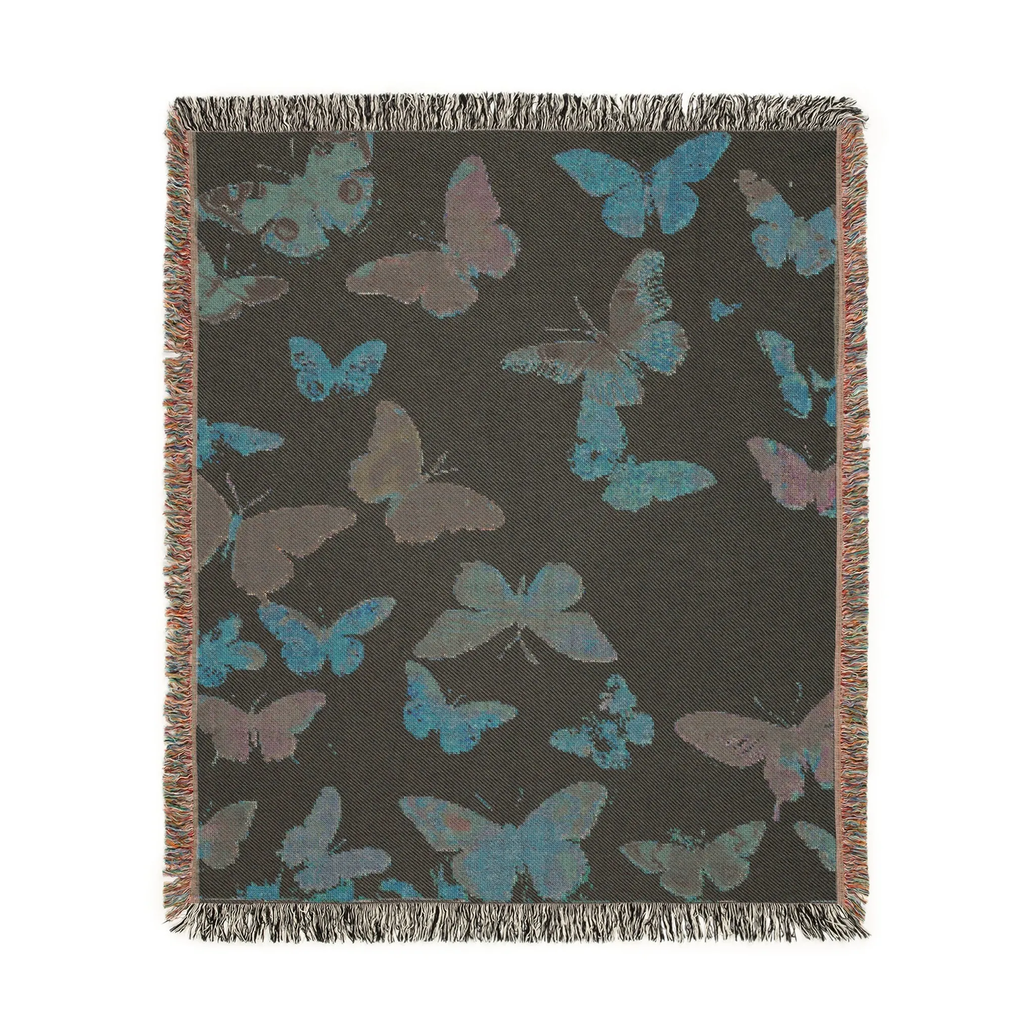 Vibrant Butterfly Woven Blanket