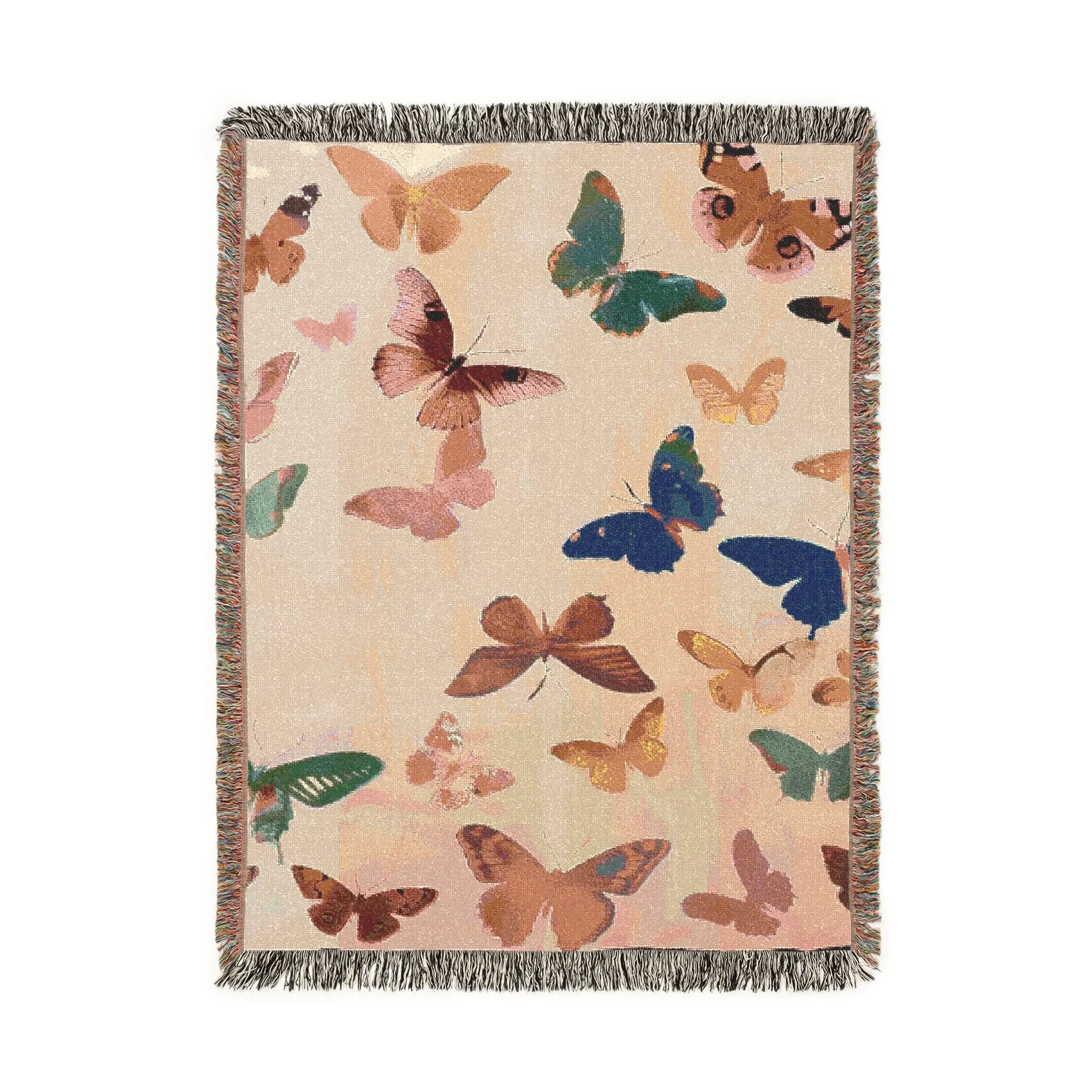 Vibrant Butterfly Woven Blanket