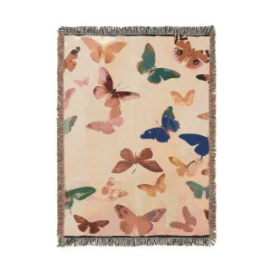Vibrant Butterfly Woven Blanket