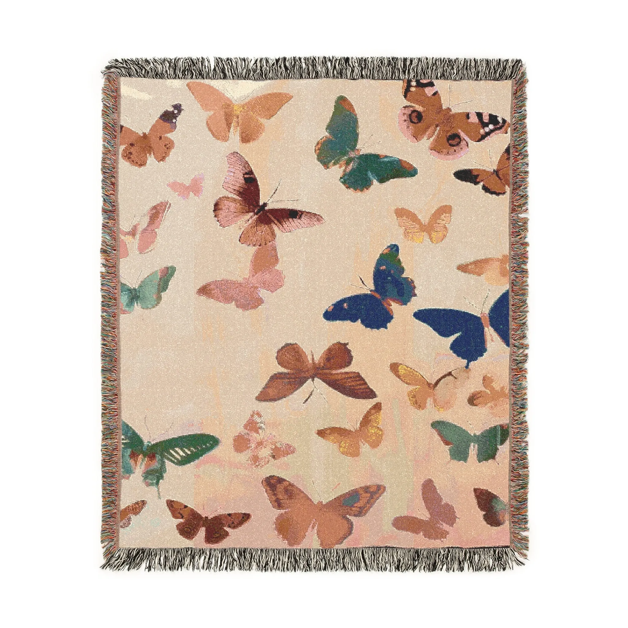 Vibrant Butterfly Woven Blanket