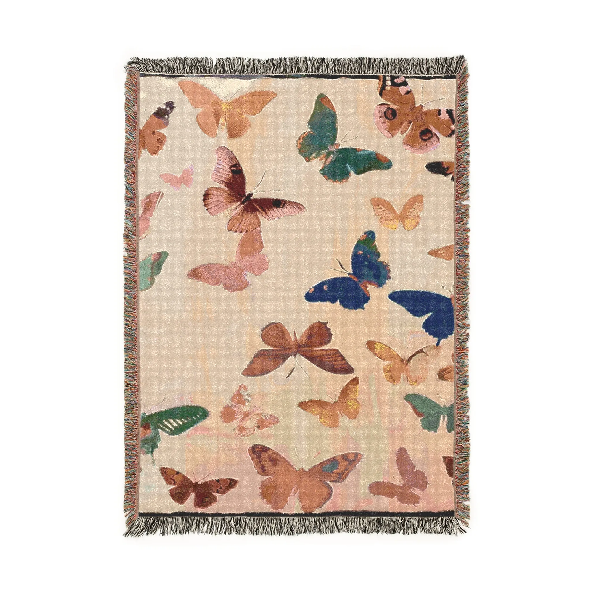 Vibrant Butterfly Woven Blanket